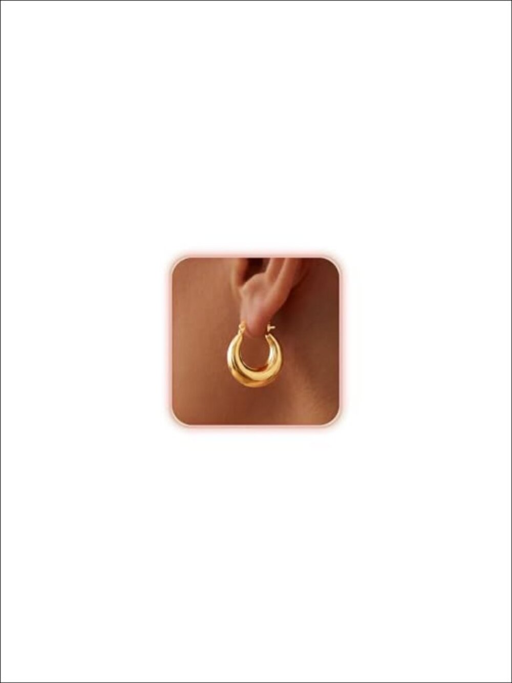 Chunky 25mm Hoop Earrings 14K Gold Plated Hypoallergenic Huggie Style
